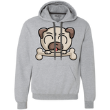 Sweatshirts Sport Grey / S Cute Pug and Bone Premium Fleece Hoodie