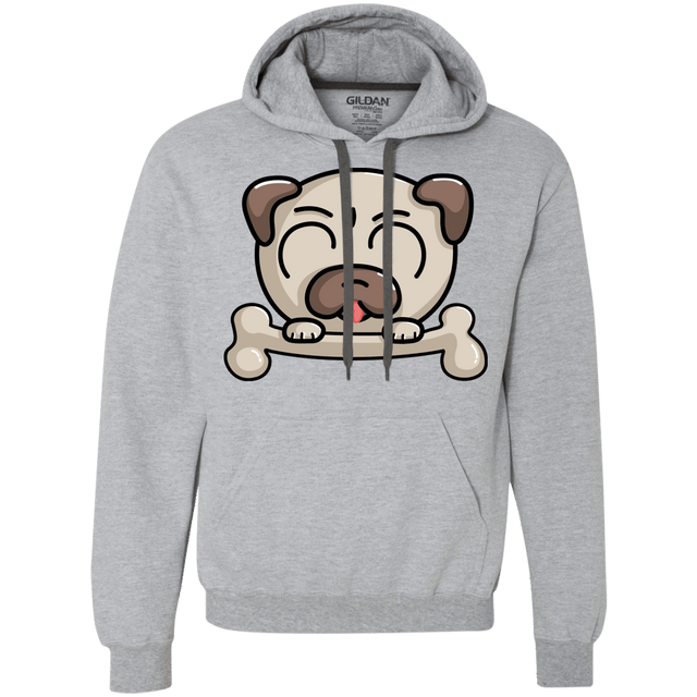 Sweatshirts Sport Grey / S Cute Pug and Bone Premium Fleece Hoodie