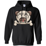 Sweatshirts Black / S Cute Pug and Bone Pullover Hoodie