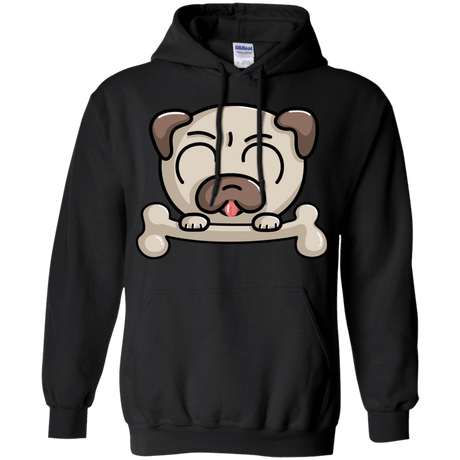 Sweatshirts Black / S Cute Pug and Bone Pullover Hoodie