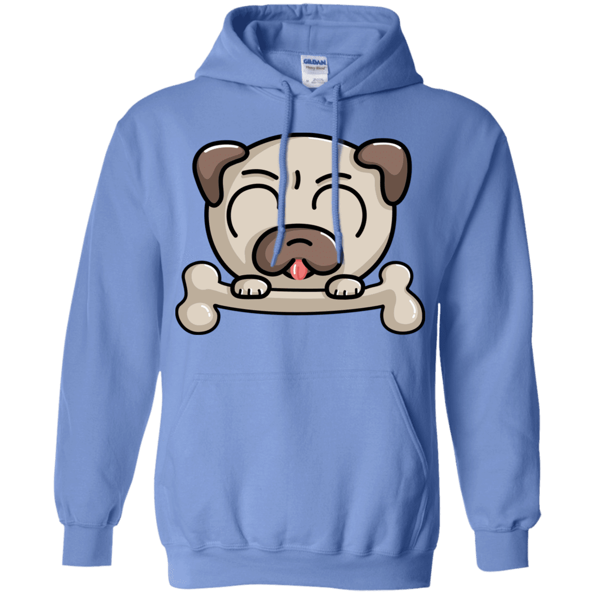 Sweatshirts Carolina Blue / S Cute Pug and Bone Pullover Hoodie