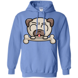 Sweatshirts Carolina Blue / S Cute Pug and Bone Pullover Hoodie