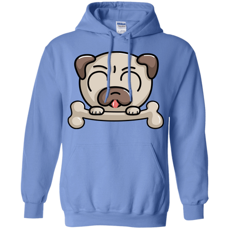 Sweatshirts Carolina Blue / S Cute Pug and Bone Pullover Hoodie