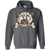 Sweatshirts Dark Heather / S Cute Pug and Bone Pullover Hoodie