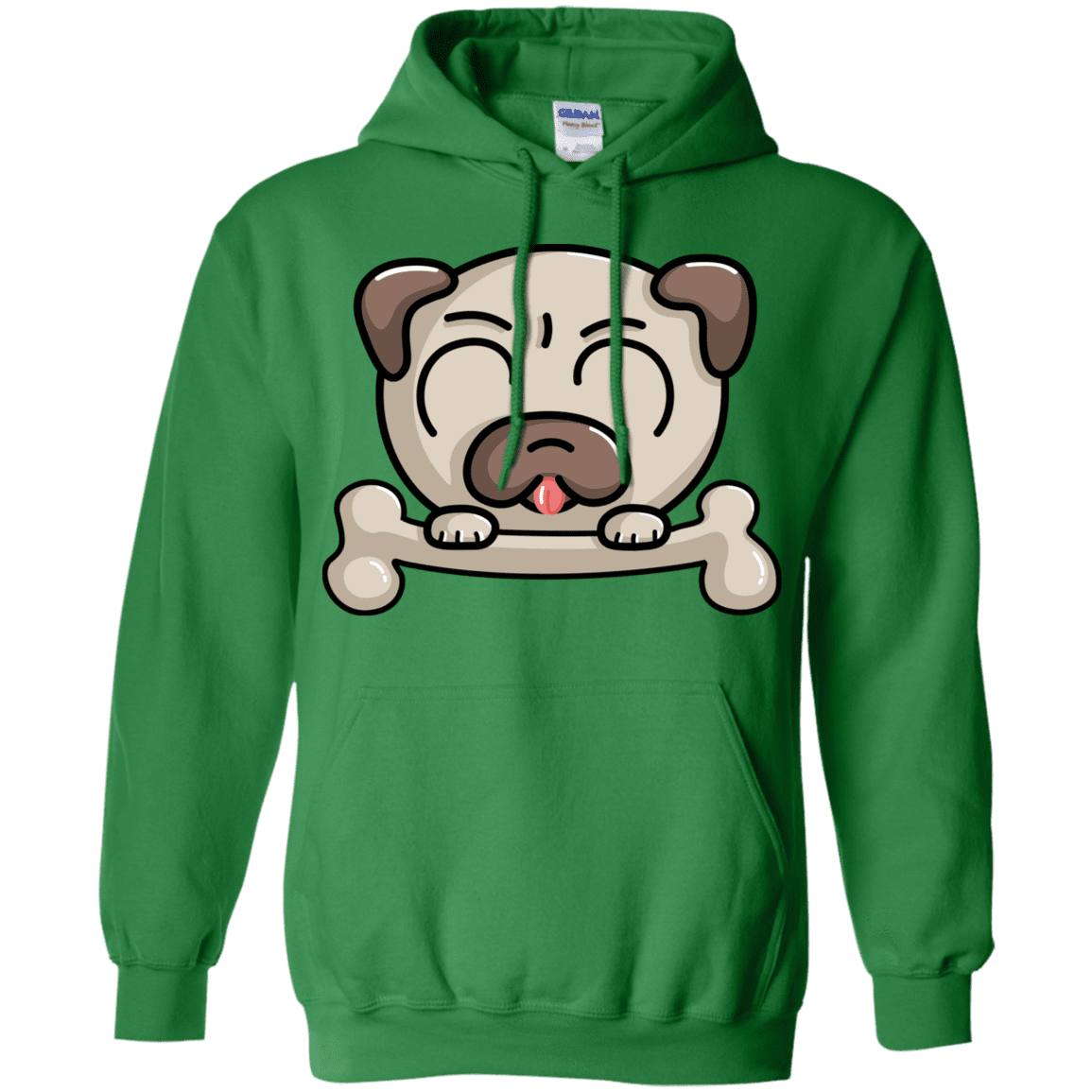 Sweatshirts Irish Green / S Cute Pug and Bone Pullover Hoodie