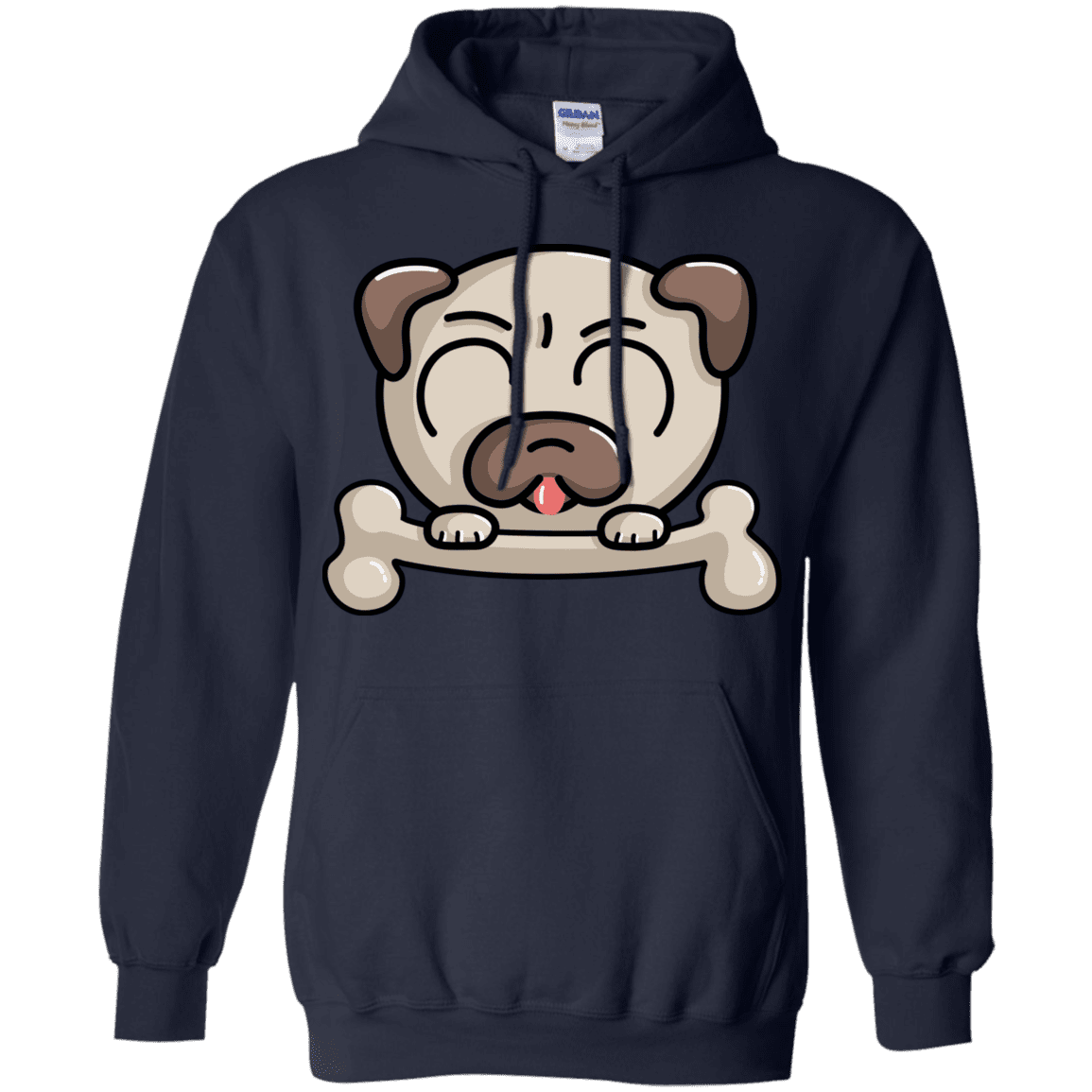 Sweatshirts Navy / S Cute Pug and Bone Pullover Hoodie