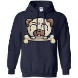 Sweatshirts Navy / S Cute Pug and Bone Pullover Hoodie