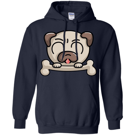 Sweatshirts Navy / S Cute Pug and Bone Pullover Hoodie