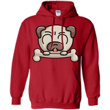 Sweatshirts Red / S Cute Pug and Bone Pullover Hoodie