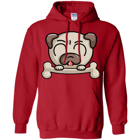 Sweatshirts Red / S Cute Pug and Bone Pullover Hoodie