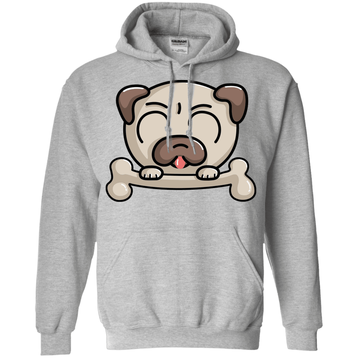 Sweatshirts Sport Grey / S Cute Pug and Bone Pullover Hoodie