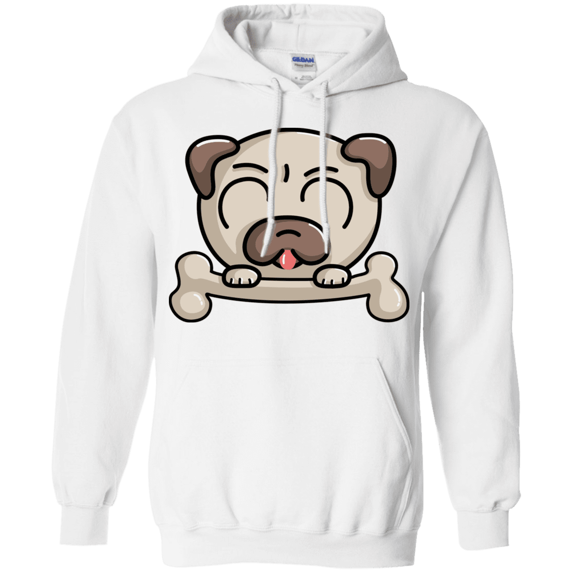 Sweatshirts White / S Cute Pug and Bone Pullover Hoodie