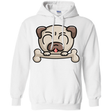 Sweatshirts White / S Cute Pug and Bone Pullover Hoodie