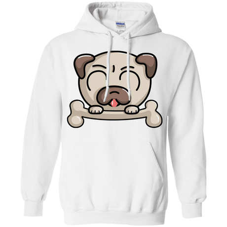 Sweatshirts White / S Cute Pug and Bone Pullover Hoodie