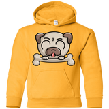 Sweatshirts Gold / YS Cute Pug and Bone Youth Hoodie