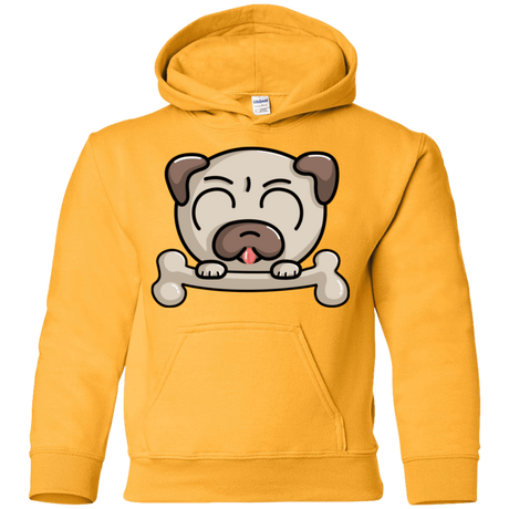 Sweatshirts Gold / YS Cute Pug and Bone Youth Hoodie