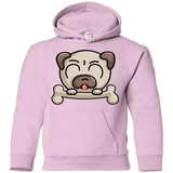Sweatshirts Light Pink / YS Cute Pug and Bone Youth Hoodie
