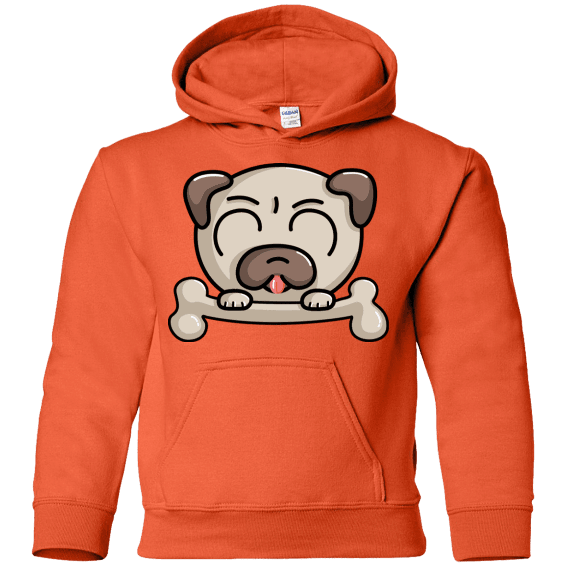 Sweatshirts Orange / YS Cute Pug and Bone Youth Hoodie