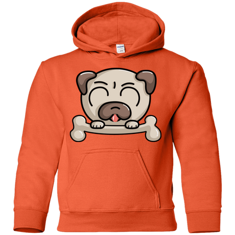 Sweatshirts Orange / YS Cute Pug and Bone Youth Hoodie