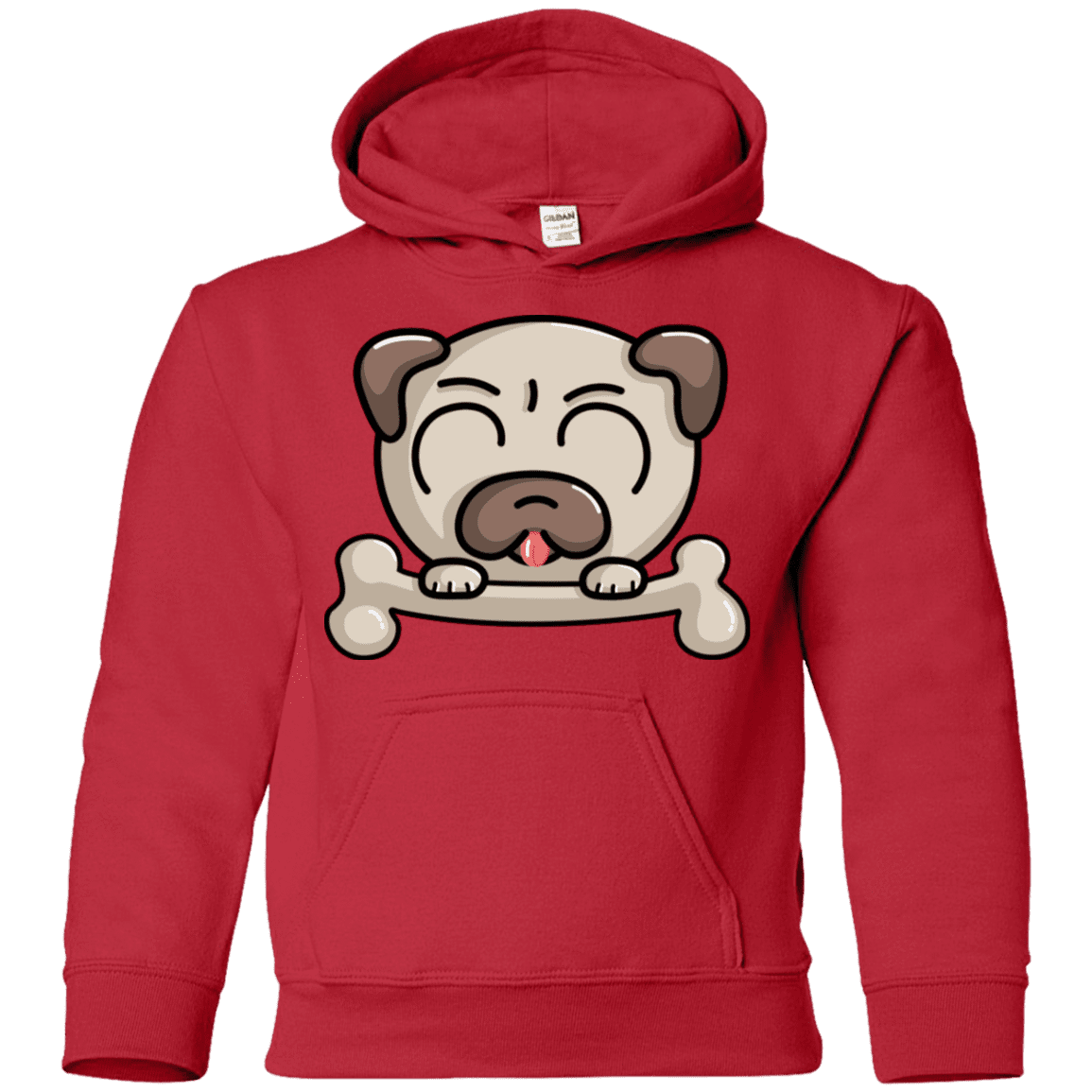 Sweatshirts Red / YS Cute Pug and Bone Youth Hoodie