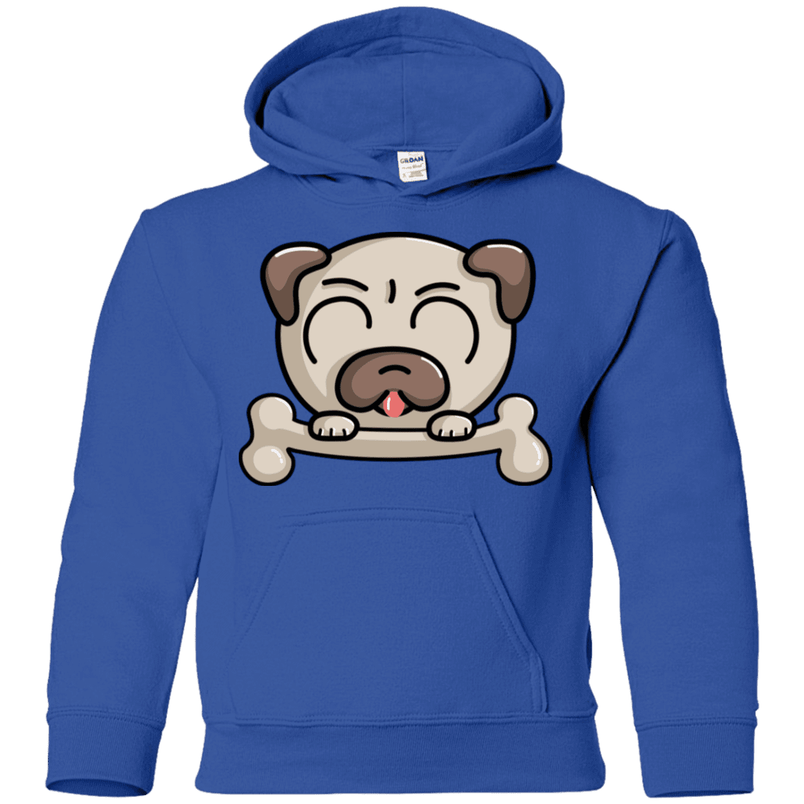 Sweatshirts Royal / YS Cute Pug and Bone Youth Hoodie