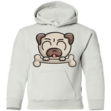 Sweatshirts White / YS Cute Pug and Bone Youth Hoodie