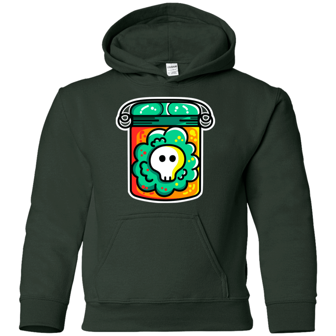 Sweatshirts Forest Green / YS Cute Skull In A Jar Youth Hoodie