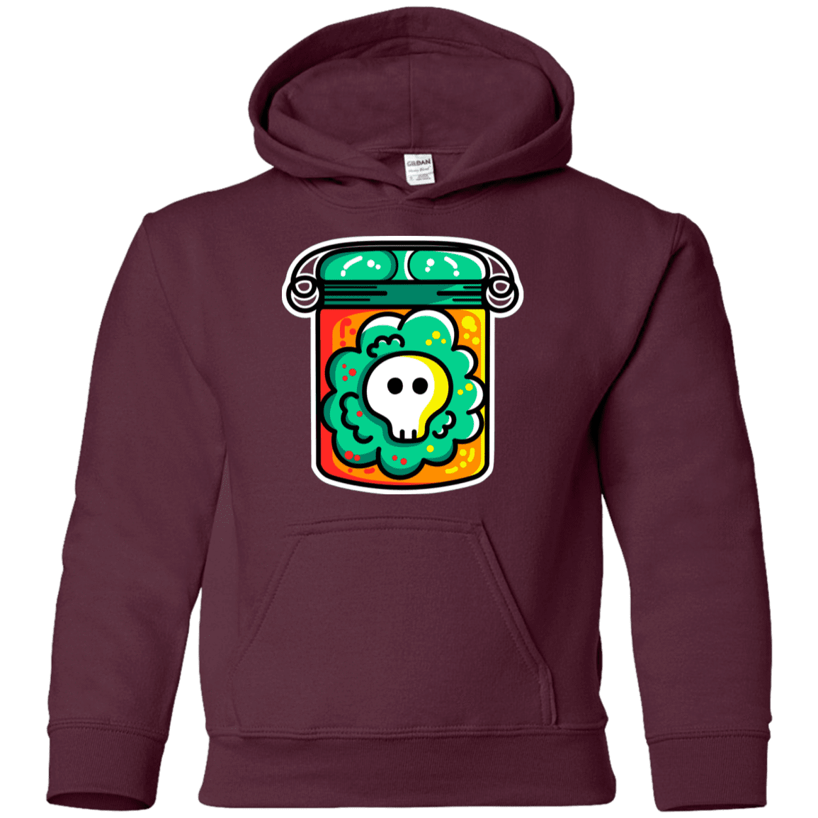 Sweatshirts Maroon / YS Cute Skull In A Jar Youth Hoodie