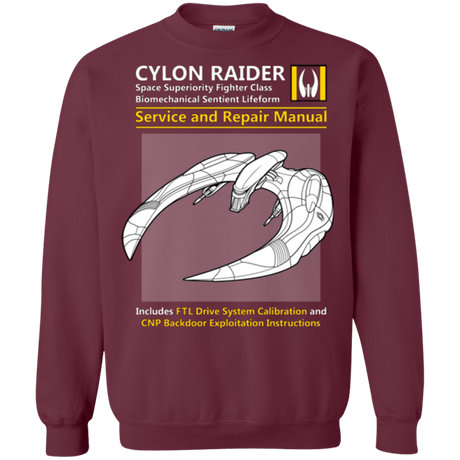 Sweatshirts Maroon / Small CYLON RAIDER SERVICE & REPAIR MANUAL Crewneck Sweatshirt