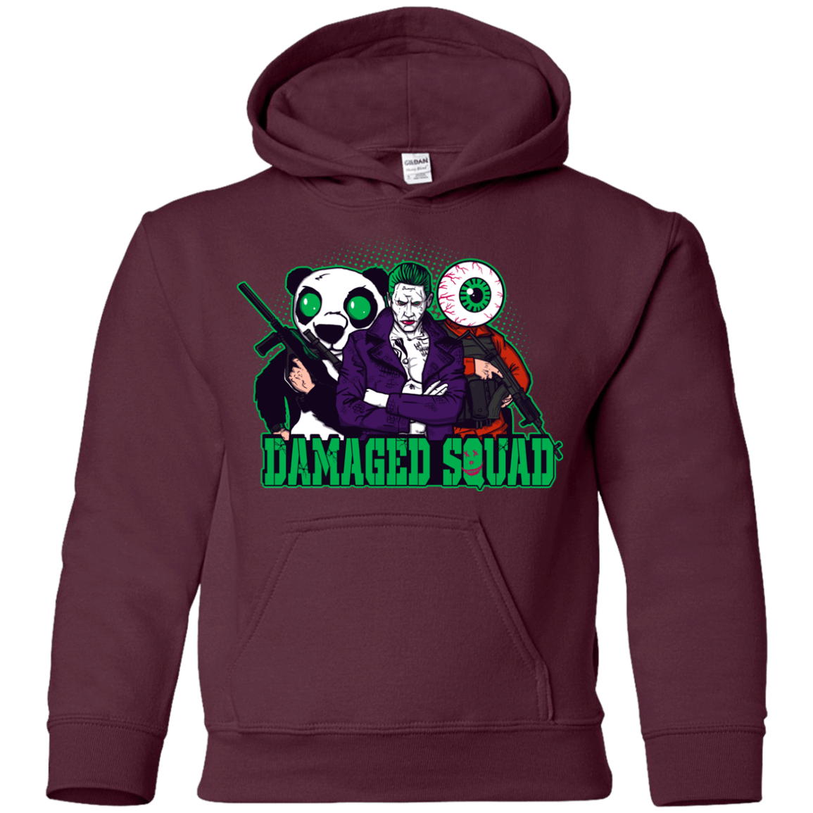 Sweatshirts Maroon / YS Damaged Squad Youth Hoodie