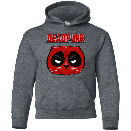 Sweatshirts Dark Heather / YS Deadpurr2 Youth Hoodie