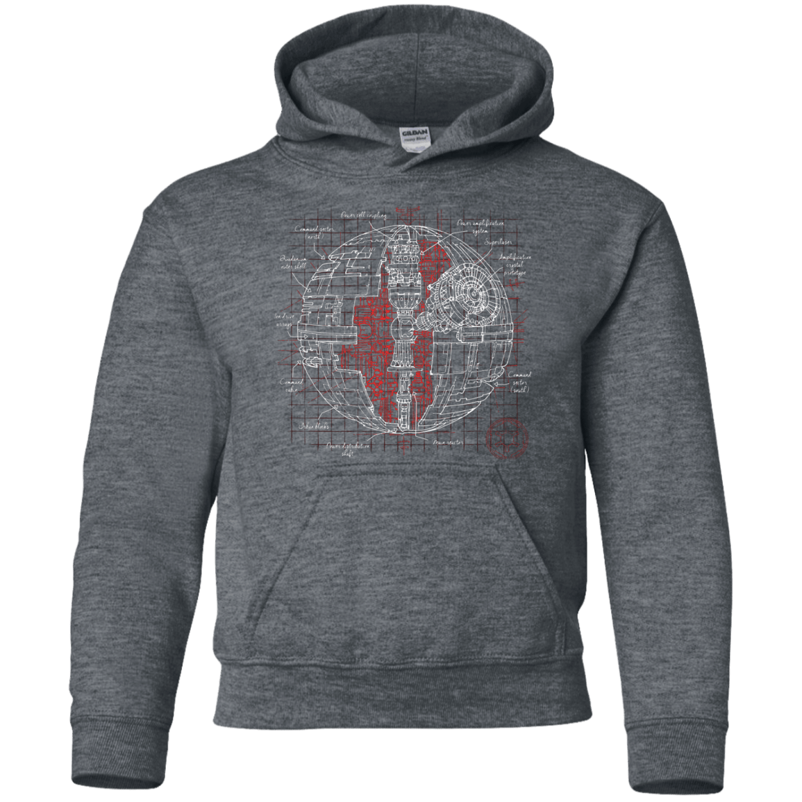 Sweatshirts Dark Heather / YS Death Star Plan Youth Hoodie