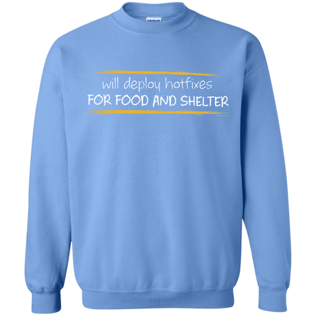 Sweatshirts Carolina Blue / Small Deploying Hotfixes For Food And Shelter Crewneck Sweatshirt