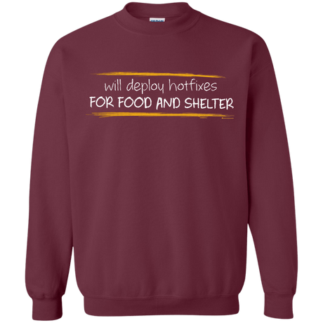 Sweatshirts Maroon / Small Deploying Hotfixes For Food And Shelter Crewneck Sweatshirt