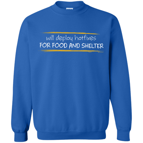 Sweatshirts Royal / Small Deploying Hotfixes For Food And Shelter Crewneck Sweatshirt
