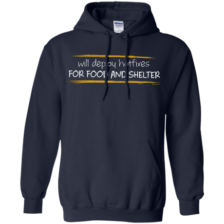 Sweatshirts Navy / Small Deploying Hotfixes For Food And Shelter Pullover Hoodie