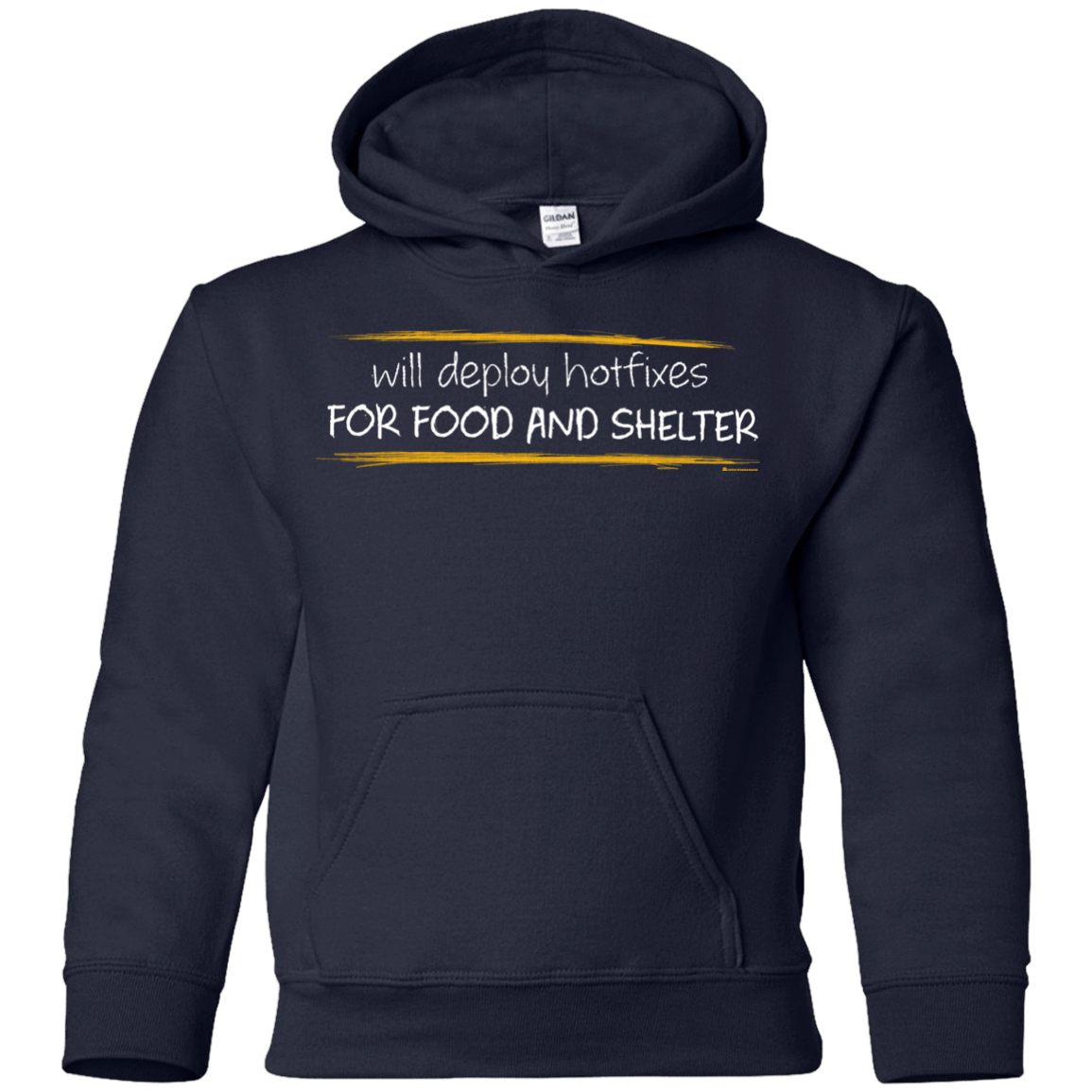 Sweatshirts Navy / YS Deploying Hotfixes For Food And Shelter Youth Hoodie