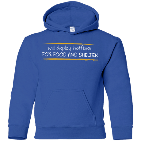 Sweatshirts Royal / YS Deploying Hotfixes For Food And Shelter Youth Hoodie
