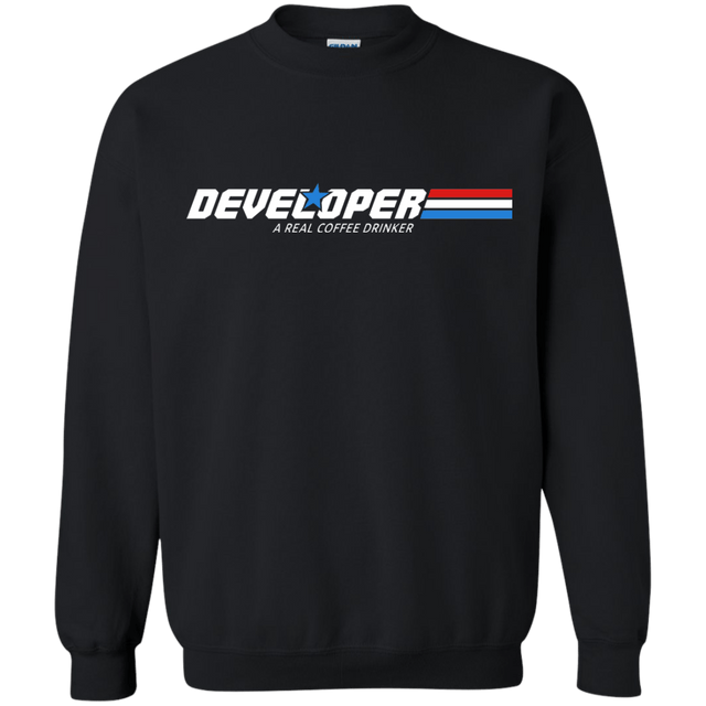 Sweatshirts Black / Small Developer - A Real Coffee Drinker Crewneck Sweatshirt