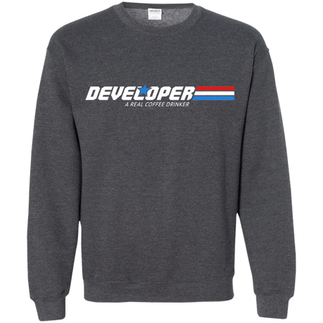 Sweatshirts Dark Heather / Small Developer - A Real Coffee Drinker Crewneck Sweatshirt