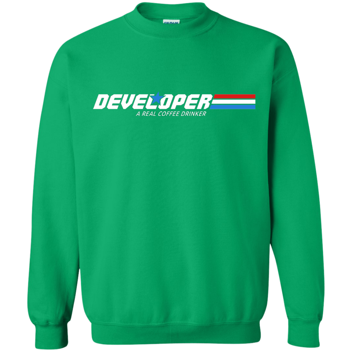 Sweatshirts Irish Green / Small Developer - A Real Coffee Drinker Crewneck Sweatshirt