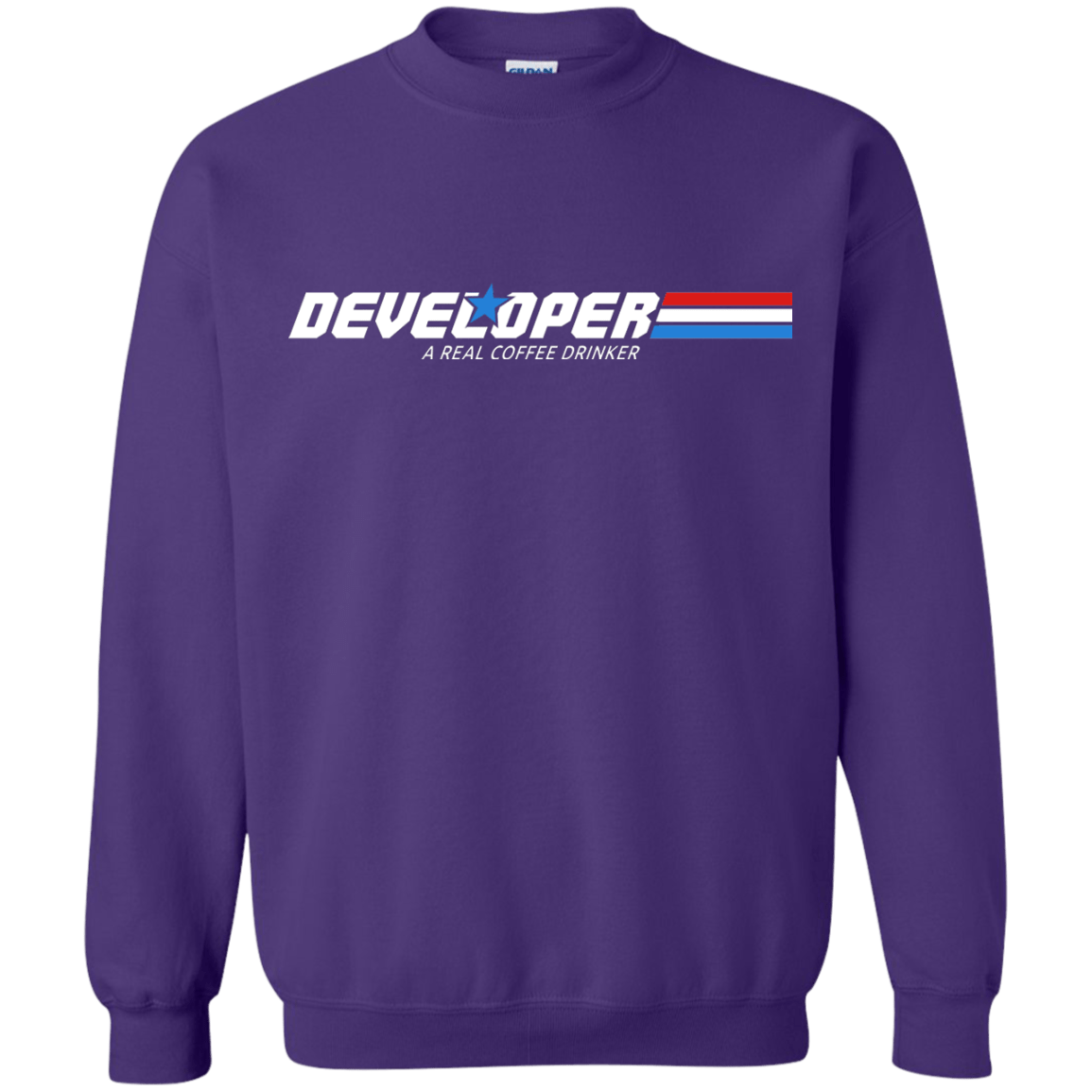 Sweatshirts Purple / Small Developer - A Real Coffee Drinker Crewneck Sweatshirt