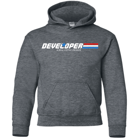 Sweatshirts Dark Heather / YS Developer - A Real Coffee Drinker Youth Hoodie