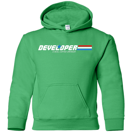 Sweatshirts Irish Green / YS Developer - A Real Coffee Drinker Youth Hoodie