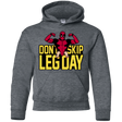 Sweatshirts Dark Heather / YS Dont Skip Leg Day Youth Hoodie