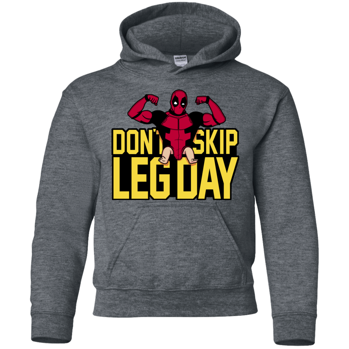Sweatshirts Dark Heather / YS Dont Skip Leg Day Youth Hoodie