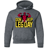 Sweatshirts Dark Heather / YS Dont Skip Leg Day Youth Hoodie