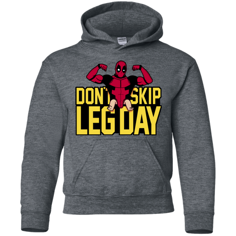 Sweatshirts Dark Heather / YS Dont Skip Leg Day Youth Hoodie