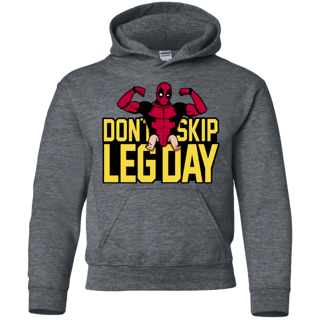 Sweatshirts Dark Heather / YS Dont Skip Leg Day Youth Hoodie