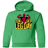 Sweatshirts Irish Green / YS Dont Skip Leg Day Youth Hoodie